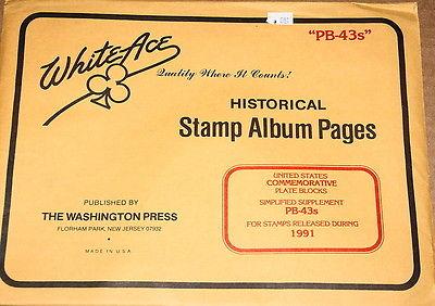 1991 Brand new White Ace pages for US Plate blocks. Suppl...