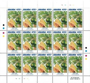 Uganda 1996 - FRUIT COLLECTION - Set of 5 Sheets of 15 (Scott #1443-7) - MNH