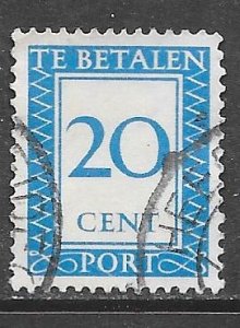Netherlands J93: 20c Numeral, used, F-VF