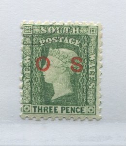 New South Wales 1879 overprinted OS Official 3d mint o.g. hinged, inverted Wmk