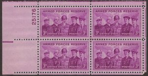 Scott # 1067 1955 3c brt pur  Armed Forces  Plate Block - Upper Left - Mint 