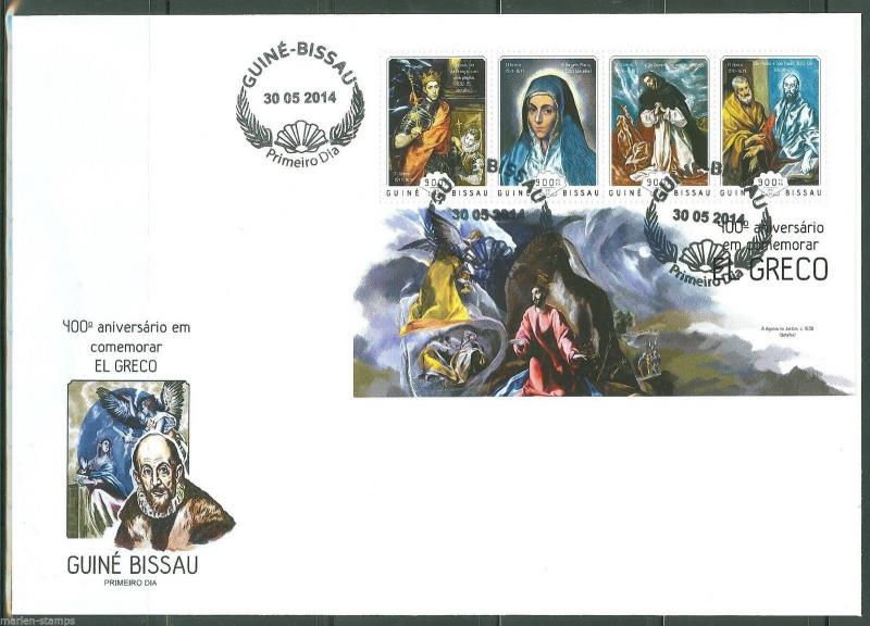 GUINEA BISSAU  2014 400th MEMORIAL ANNIVERSARY OF  EL GRECO SHEET  FDC