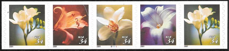 Sc 3478-81 (3481a) 34¢ Flowers PNC/5 #B1111, MNH