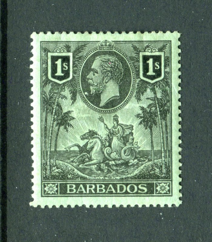 Barbados 1912. 1s black/green. Mint Hinged. SG178.