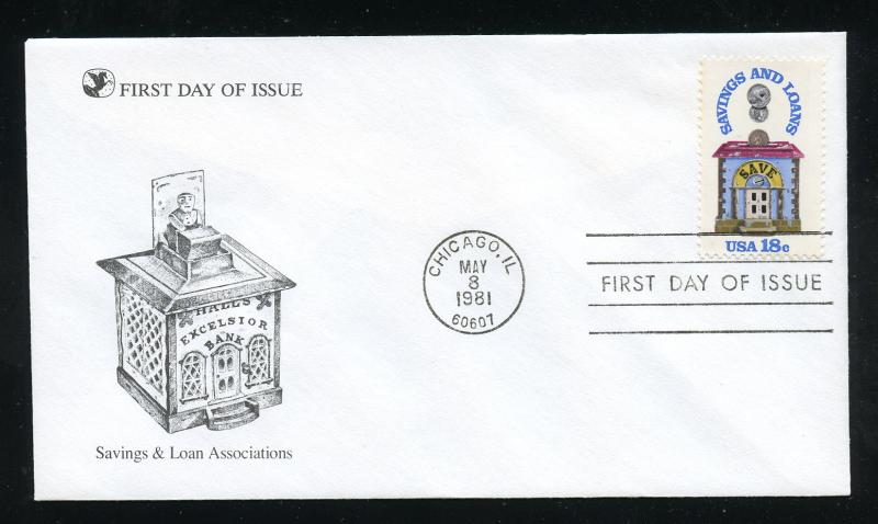 US 1911 Savings and Loans UA Readers Digest FDC