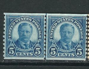 US 602 Line Pair MNH  F/VF 1924 SCV $22.50