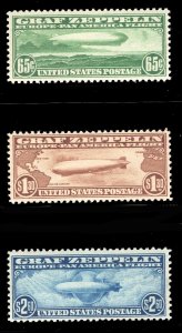 MOMEN: US STAMPS #C13-C15 MINT OG NH GRAF ZEPPELIN SET LOT #78546 