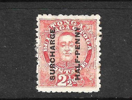 TONGA  1895 1/2d on 2 1/2d SURCHARGE FLAW BU JOINED MLH  SG 29a   