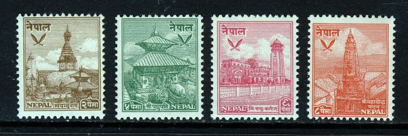 NEPAL 1949 Temples Group to 8p. Red SG 64 to SG 67 MINT