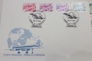 D)1992, MOLDAVIA, FIRST DAY OF ISSUE COVER, AIR MAIL, CONCORDE, FDC