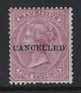 Maritius 1863 5 Shilling MLH / Wmk CC / Cancelled - S29840
