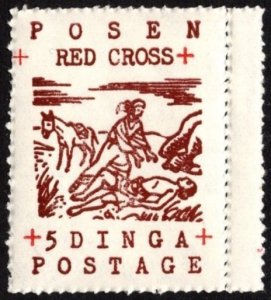 Vintage Posen Illinois Charity Poster Stamp Posen Red Cross 5 Dinga Postage MNH