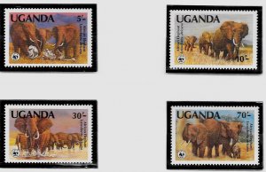 UGANDA Sc 371-74 NH issue of 1983 - WWF - ANIMALS - ELEPHANTS