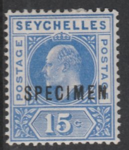 SEYCHELLES 1903 KE7 15c SPECIMEN with DENTED FRAME variety