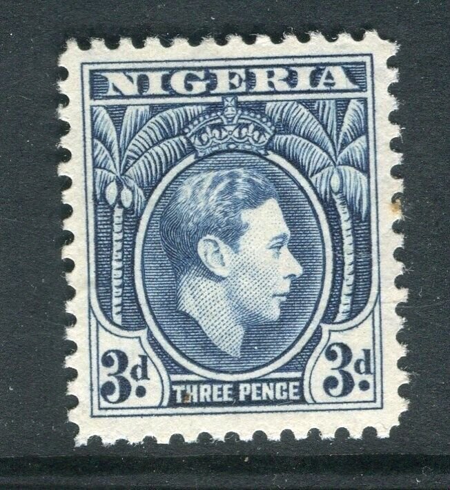 NIGERIA; 1938 early GVI portrait issue fine Mint hinged Shade of 3d. value