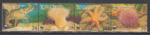 ALDERNEY Sc # 69a-d CPL MNH STRIP of 4 MARINE LIFE - WWF