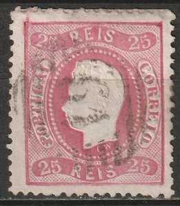 Portugal 1867 Sc 28 used 61 (Guimarães) cancel