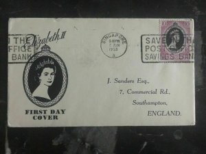 1953 Singapore Malaya First Day Cover QE II Queen Elizabeth coronation FDC B