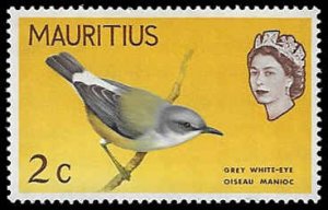 Mauritius #276 Unused OG LH; 2c Grey White-eye bird (1965)