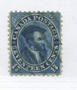 1859 17 cents Cartier used with a green cancel