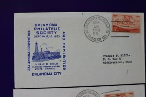 OPS Annual Exhibition Liquid Gold Oklahoma City OK 1955 Philatelic Cachet Cover 