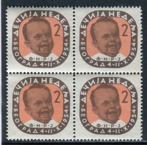 760 - Yugoslavia 1954 - Children Week - MNH Set - Block of 4