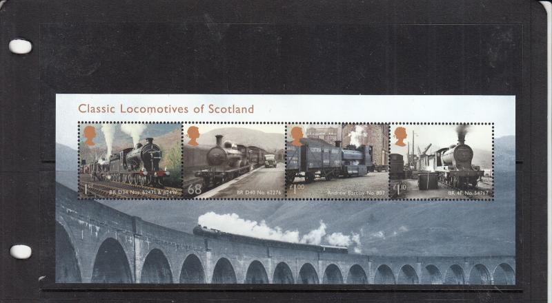 2012 CLASSIC LOCOMOTIVES OF SCOTLAND MINI SHEET UMM/MNH BELOW FACE VALUE