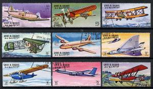 Umm Al Qiwain 1969 Aircraft set of 9 cto used, Mi 296-304