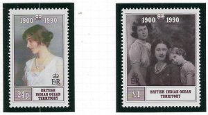 B.I.O.T. 106-07 MNH 1990 Queen Mother 90th Birthday (fe4577)