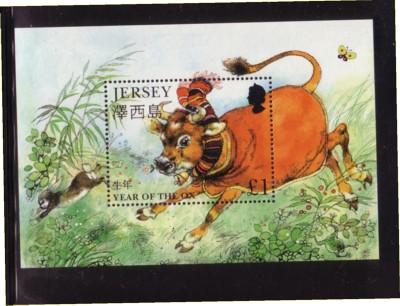 Jersey Sc 777 1997 Year of the Ox stamp sheet mint NH