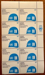 UN New York # 320 Peace Keeping Operations 15c Inscription Block of 10 mint NH