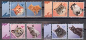 Russian occupation of Moldova Transnistria 2024 Cats set of 4 stamps with labels