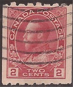 Canada - 1913 2c King George V Coil - perf 8 H -   #124