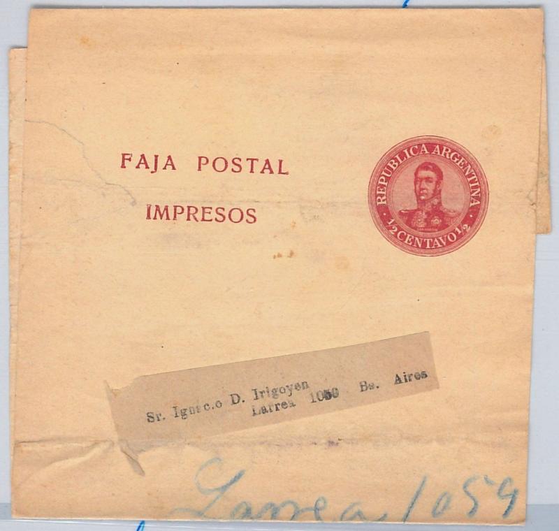 ARGENTINA - POSTAL HISTORY:  STATIONERY Wrapper