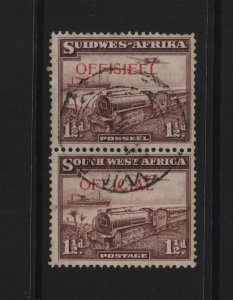 South West Africa 1938 SGd17 official vertical used pair