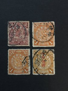 China stamp set, imperial dragon, used, Genuine,  List 1910