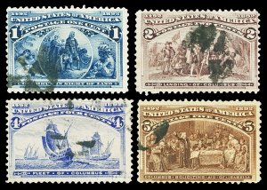 Scott 230, 231, 233, 234 1c-5c Columbian Issues Used Fine+ Cat $17.20