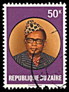 Zaire 1053, used, Mobutu Sese-Seko