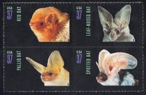 #3661-64 37 cents American Bats Block Stamp Mint OG NH VF