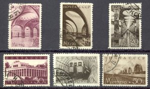 Russia Sc# 687-692 Used 1938 Moscow Subway 2nd line