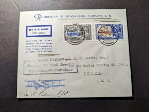 1935 British Nyasaland Airmail First Flight Cover FFC Blantyre to Beira PEA