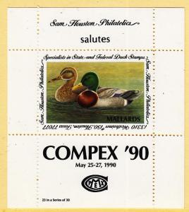 Sam Houston Philatelics Private Duck SS Compex '90