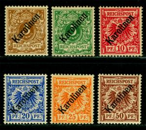 German Colonies CAROLINE ISLANDS 1899 SURCH. set 48º Sc# 1a-6a (Mi# 1I-6I) MH RR