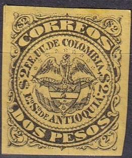 Colombia Antioquia #18 F-VF Unused  CV $17.50 (A19771)