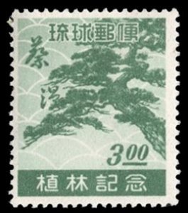 United States Possessions, Ryukyu Islands #18 Cat$40, 1951 3y dark green, hinged