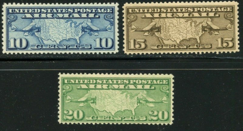 US Sc#C7-C9 1926-27 Map & Planes Nice Set OG Mint NH