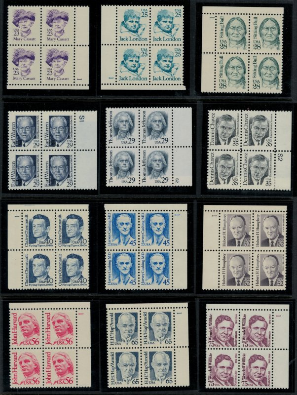 U.S. #2168-2196* NH Plate Blocks in mounts 2nd Great. Amer. set cplt. with bios