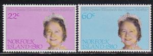 Norfolk Island # 271-272, Queen Mothers Birthday, Mint NH