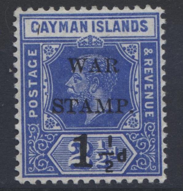Cayman Islands - Scott MR1-KGV-Overprint War Stamp -1917 - MVLH- Single 1.1/2d