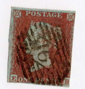 GB 1841 Queen Victoria QV, E H, Penny Red,  SG8, SG.8